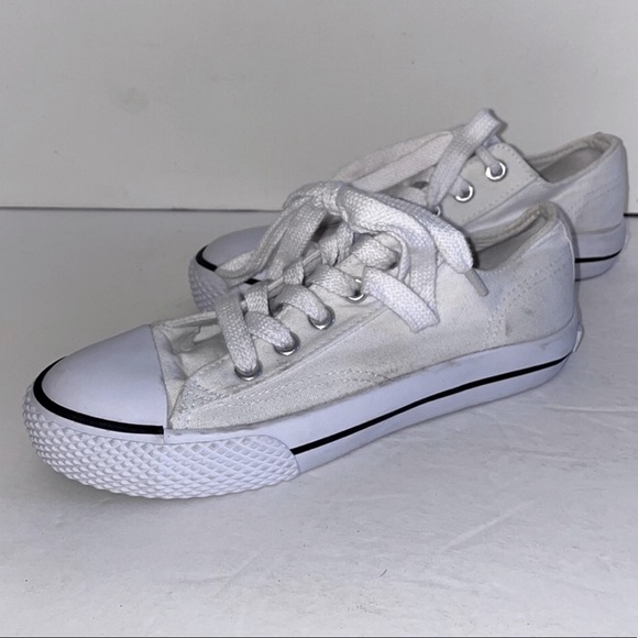 🔵👑”KIDS” AIRWALK WHITE CANVAS LOWTOP SNEAKERS - Picture 3 of 11